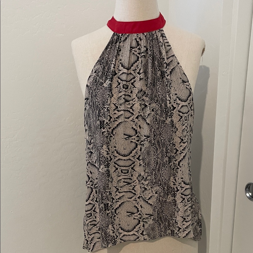Free People Black and Red Snake Print Halter Top